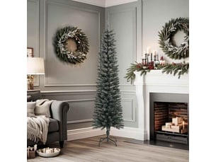 Sapin de noël artificiel, arbre de noël mince avec support vert 180 cm pvc shl5960