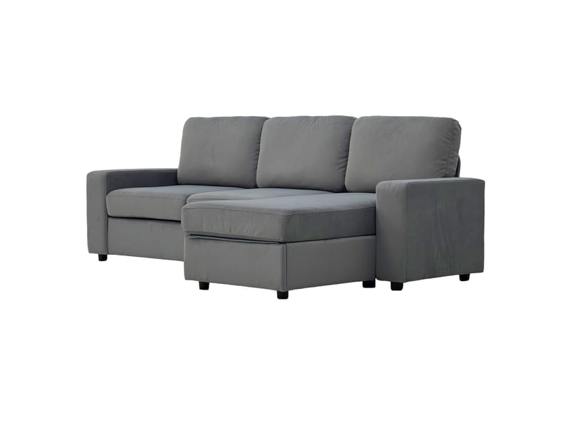  Canapé d'angle rangement intégré 4 compartiments de rangement ottomane confortable design moderne format familial  - Conforama E