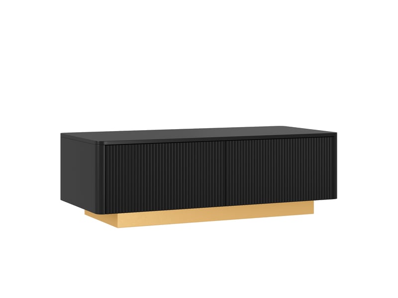  Table basse,110x50x35 cm,2 tiroirs,mdf et panneau de particules,noir  - Conforama D