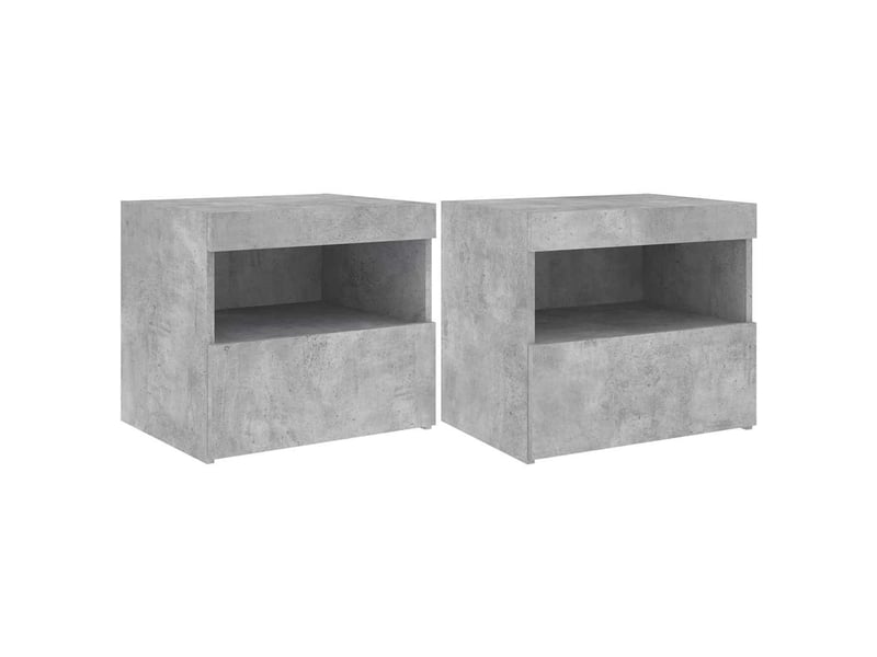  Lot de 2 tables de chevet - cabinet de chevet - table de nuit avec lumières led gris béton 50x40x45 cm  - Conforama A