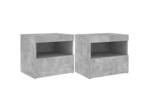 Lot de 2 tables de chevet - cabinet de chevet - table de nuit avec lumières led gris béton 50x40x45 cm