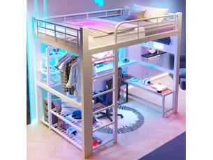Lit mezzanine 140x200 cm <strong>MODENVIE</strong>  <strong></strong> coloris blanc
