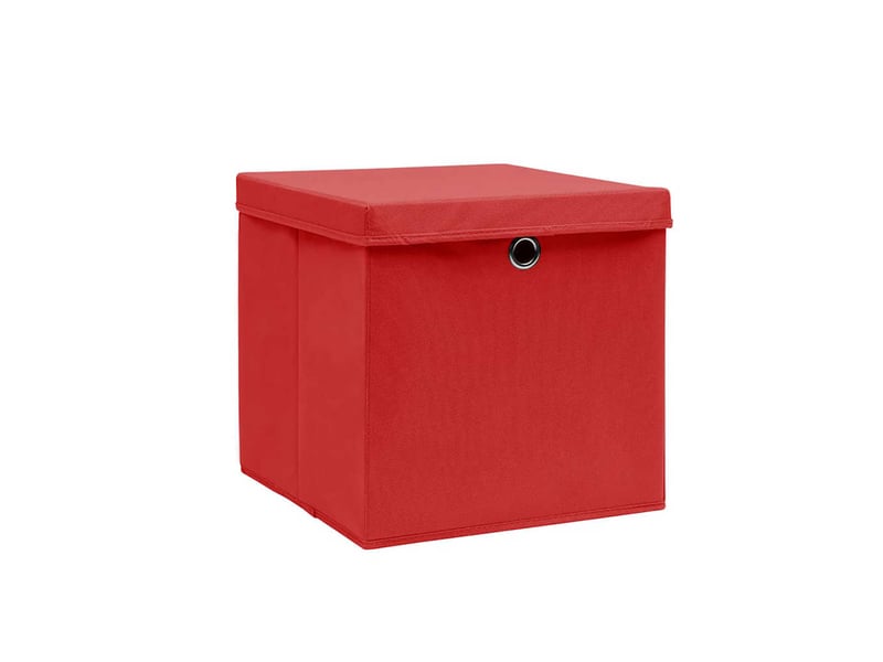  Boîtes de rangement avec couvercles 10 pcs 28x28x28 cm rouge  - Conforama A