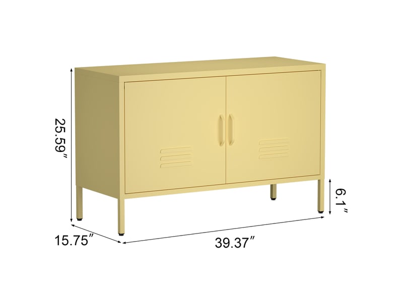 Armoire métallique jaune avec étagères réglables, rangement maison facile à nettoyer - Conforama C