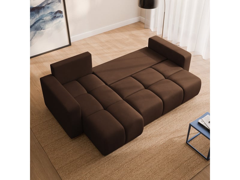  Canapé d'angle ramil, tissu peluche marron  - Conforama D