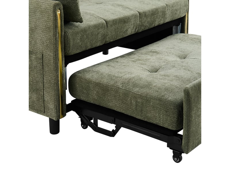 Canapé droit convertible 2 places en chenille vert, dossier réglable, 125 cm IKSETERA TRADING LTD - Conforama W