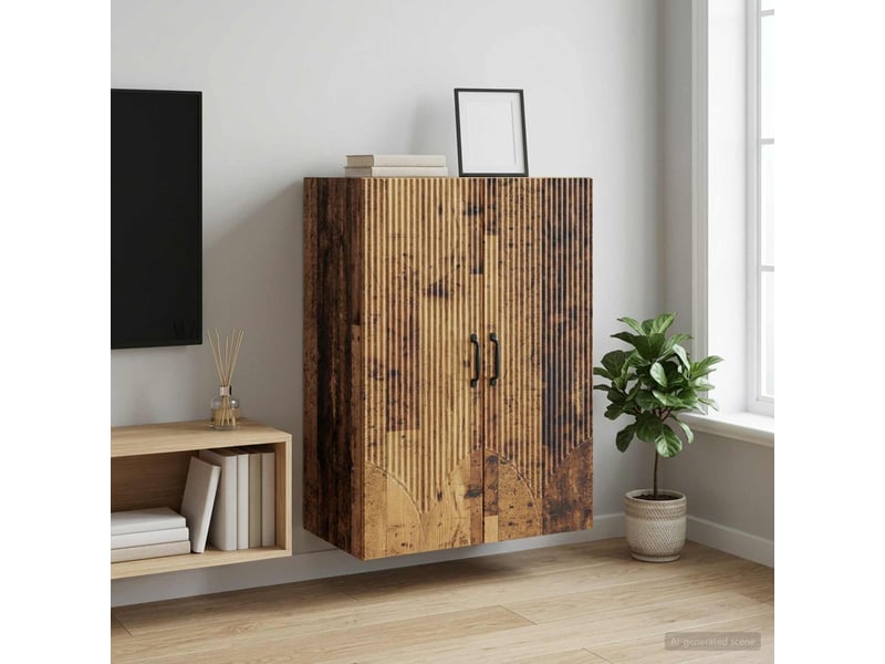 Armoire murale salon 66x34,5x90cm bois d'ingénierie bois ancien shl2581  - Conforama B