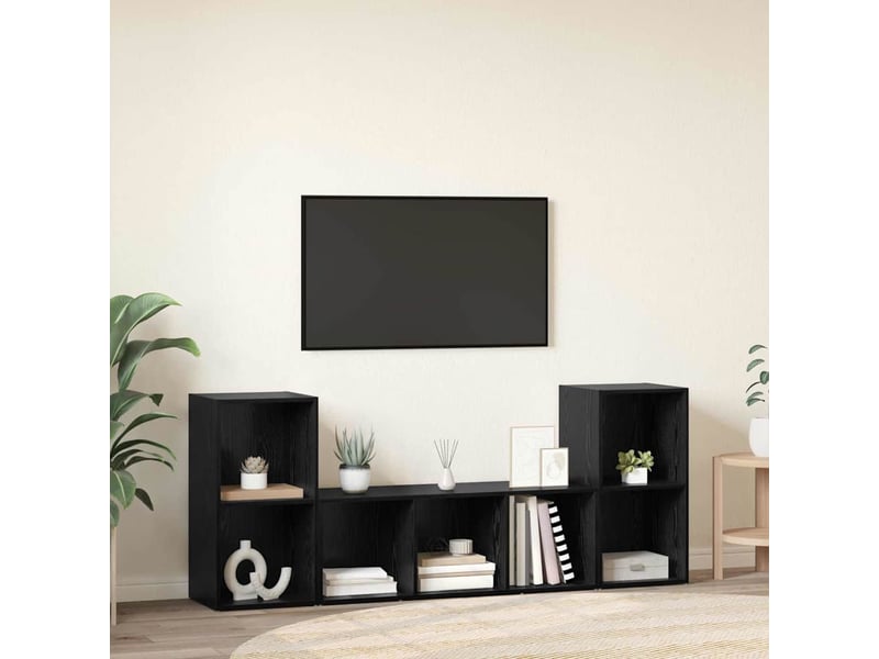  Ensemble meuble tv - banc tv - meuble de rangement 3 pcs noir bois d'ingénierie  - Conforama D
