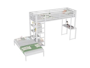 Lit superposé 90x200 cm <strong>OKMYHOME</strong>  <strong></strong> coloris blanc