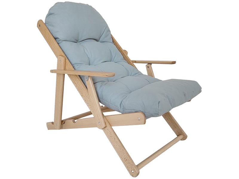  Fauteuil chaise de salon pliable et inclinable en bois fauteuil confortable relax avec coussin capitonné épais  - Conforama B