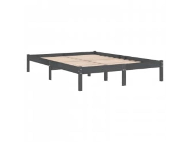  Lit double- lit adulte -  cadre de lit sans matelas gris 200x200 cm bois massif  - Conforama D