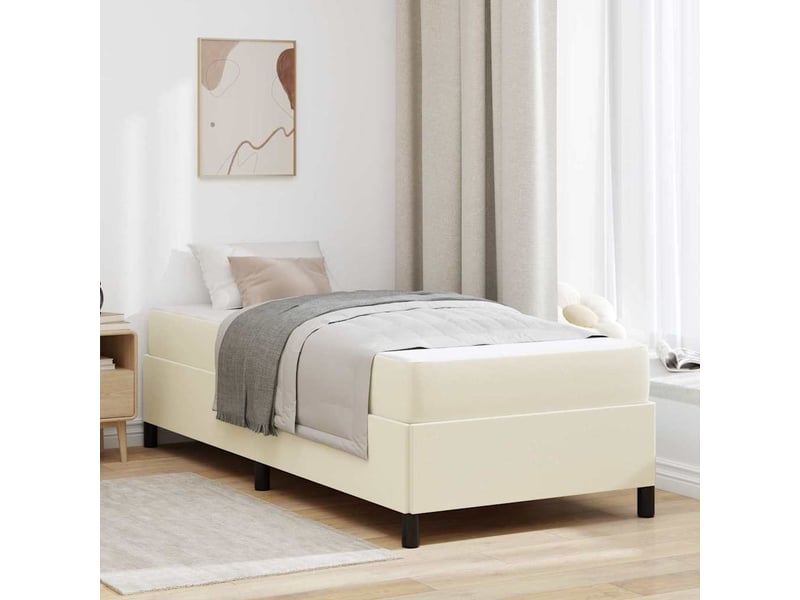  Lit simple | lit adulte | cadre de lit avec matelas crème 90x200 cm tissu  - Conforama B