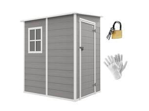 Abri de jardin 122 x 149 x 192177 cm – gris – porte verrouillable, fenêtre et toit monopente avec ventilation