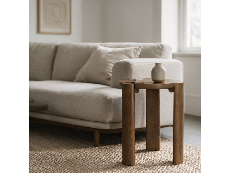  Table d'appoint en bois de manguier massif teinte foncée vori  - Conforama B