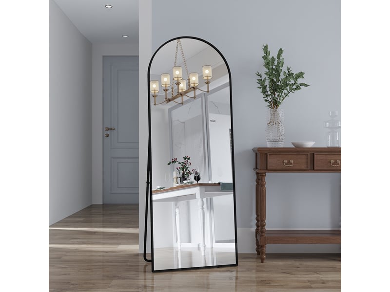  Grand miroir muralpied arche noir 162x53cm - cadre aluminium trempé - design élégant &amp; moderne  - Conforama B