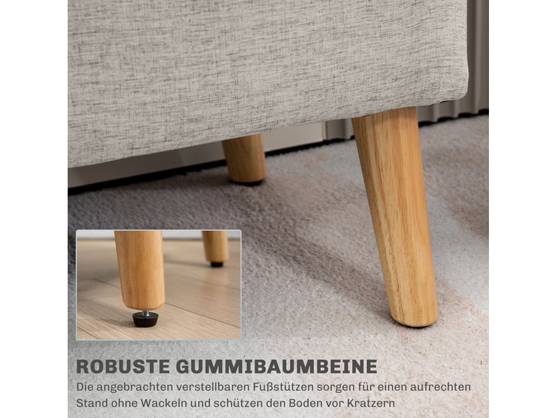  Banc coffre 110x39x45 cm, banc de lit moderne, pieds en bois, forme rectangulaire, chambre, salon, polyester, beige  - Conforama E