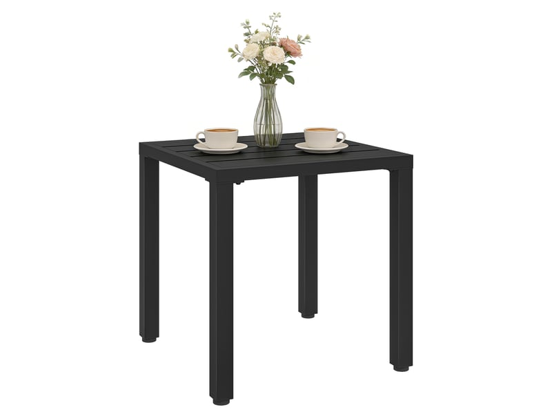 Table de jardin carrée, table de terrasse métal, plastique noir 45x45x45.5cm - Conforama B
