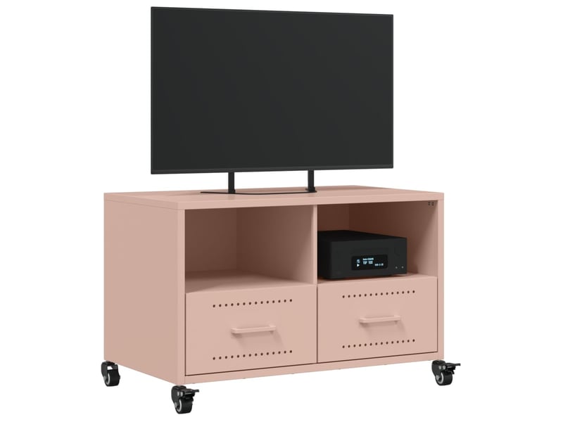  Meuble tv - banc tv - meuble de rangement rose 68x39x43,5 cm acier  - Conforama D