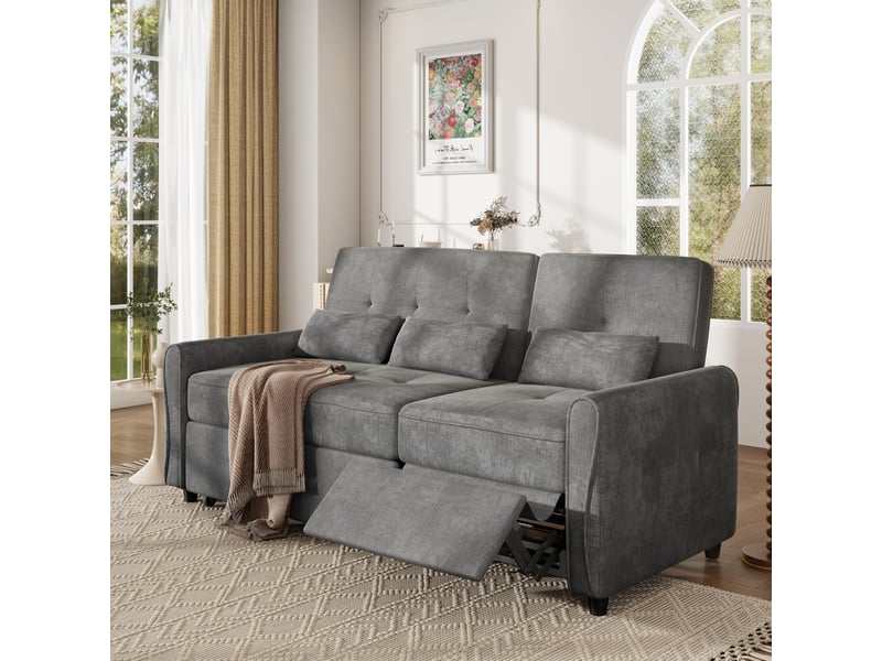 Canapé convertible 3 places en chenille gris avec dossier réglable IKSETERA TRADING LTD - Conforama E