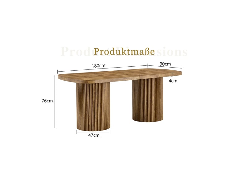 Table à manger ovale 6 à 8 places à piétement cannelé - lpospi - style wabi-sabi en mdf aspect bois - bois - Conforama D