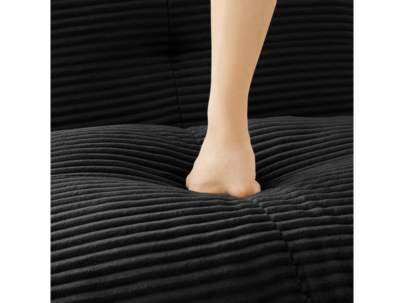 Canapé droit modulable 4 places velours côtelé noir – 386 x 104 x 69 cm Fay Lum - Conforama E