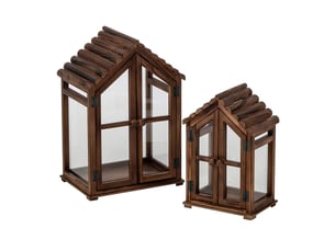 Lot de 2 lanternes maison en bois kaspar 49cm marron