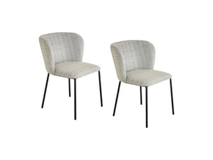 Lot de 2 chaises pavia à motif quadrillé bleu et blanc – dossier arrondi et pieds noirs