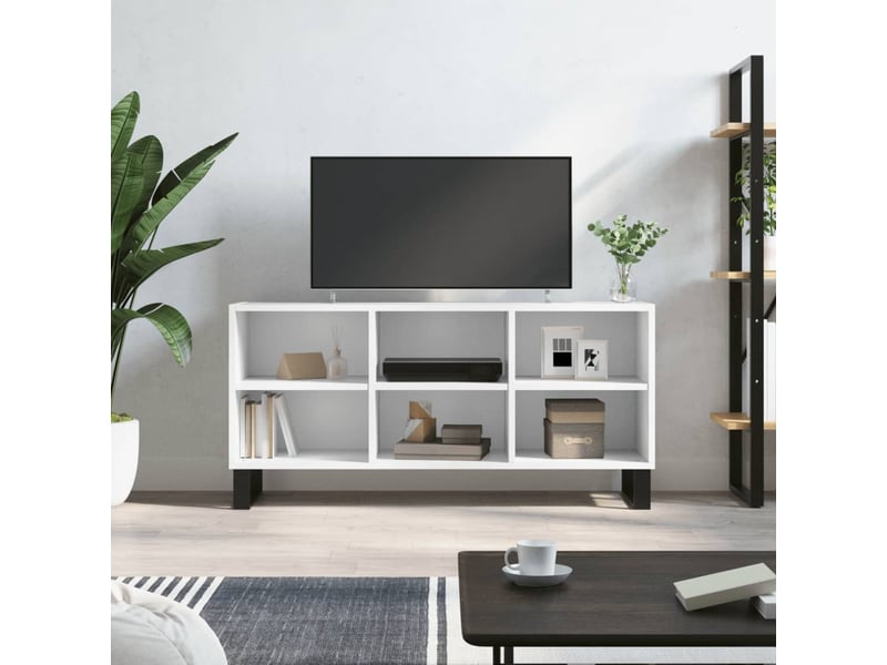  Meuble tv - banc tv - meuble de rangement blanc 103,5x30x50 cm bois d'ingénierie  - Conforama B