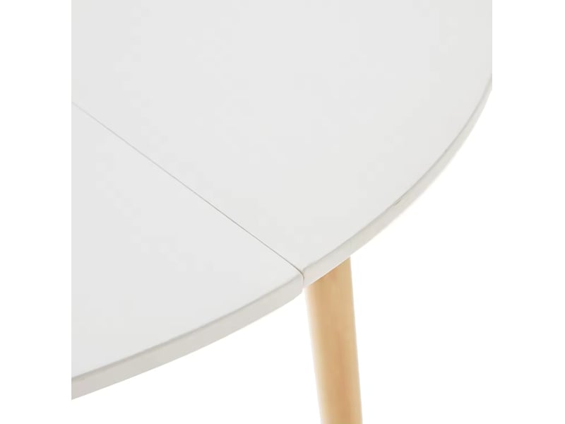  Ensemble table ronde et 4 chaises blanches et bois clair, style moderne pour vos repas conviviaux à la maison  - Conforama D
