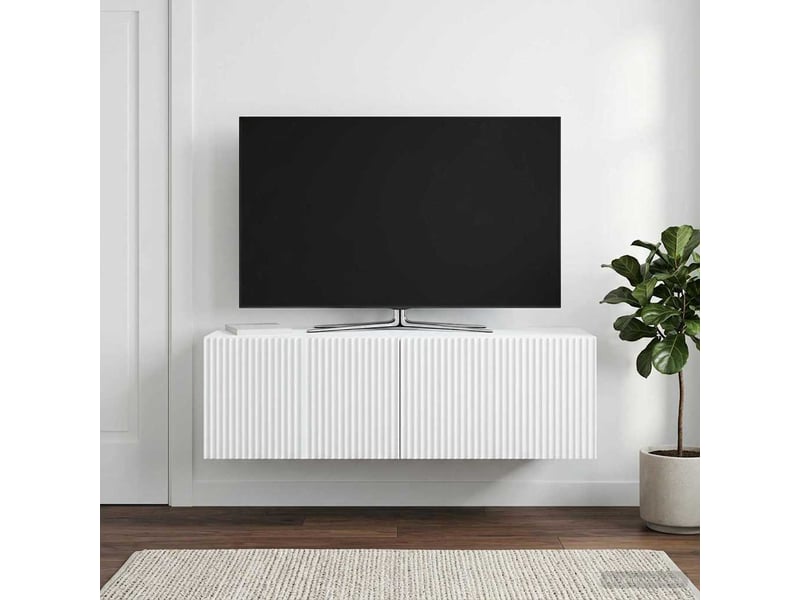  Meuble tv - banc tv - meuble de rangement mural blanc 98 x 31 x 30 cm bois d'ingénierie  - Conforama B