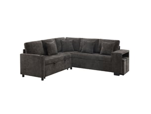 Canapé d'angle réversible convertible VIVRYN 5 places Tissu gris avec coffre de rangement