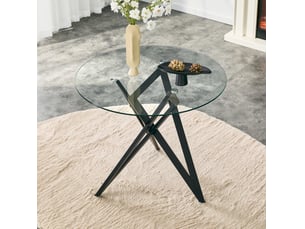 Table basse rond(e) coloris noir MEUBLIV  - 85 cmx85 cm