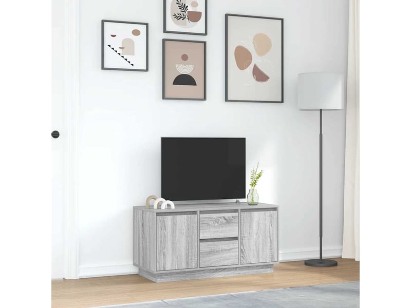 Meuble tv - banc tv - meuble de rangement avec lumières led sonoma gris 100x41x50 cm - Conforama D