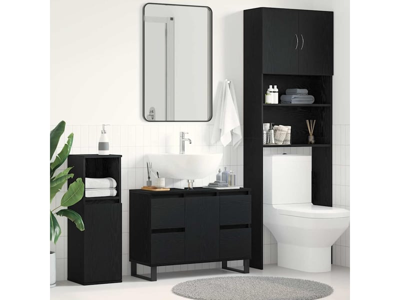 Cabinet de salle de bain, armoire salle de bain chêne noir 80 x 33 x 60 cm cf65345 - Conforama B