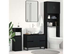 Cabinet de salle de bain, armoire salle de bain chêne noir 80 x 33 x 60 cm cf65345