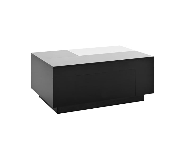  Table basse avec led, tiroir dissimulé et plateau extensible pour salon, en mdf noir et blanc, 80 × 50 × 35,5 cm  - Conforama A