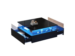 Table basse carré(e) coloris noir LPOSPI - 70 cmx70 cm