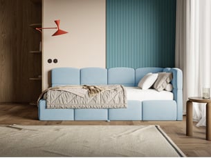 Lit 2 places 90x200 cm SELSEY  Cloudy coloris bleu