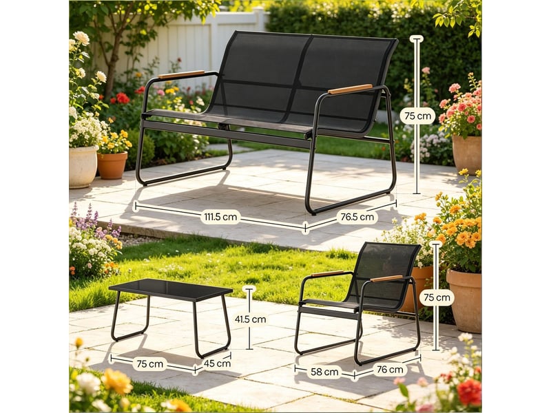  Salon de jardin ensemble de jardin 4 pièces mobilier de patio mobilier d'extérieur  - Conforama C