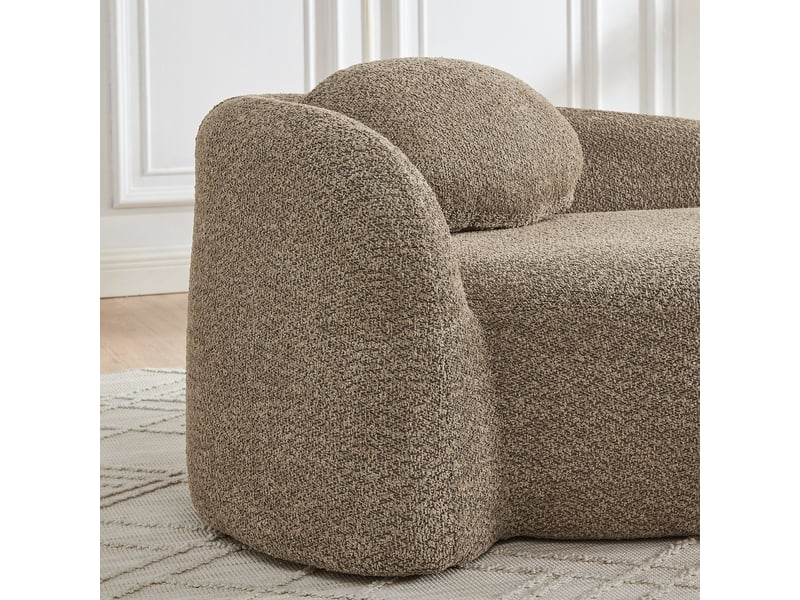  Canapé revêtement teddyfleece design arrondi garnissage moelleux coussins inclus coloris brun  - Conforama D