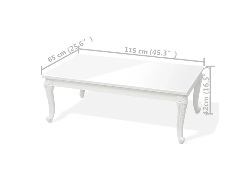  Table basse - table de salon - table à thé 115x65x42 cm blanc brillant  - Conforama E