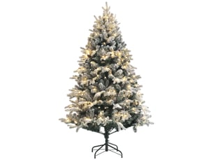 Sapin de noël artificiel 180 cm lumineux led 793 branches enneigées grand réalisme support en acier vert pliable