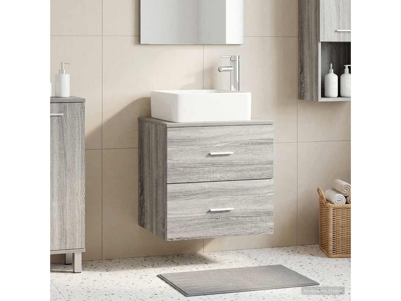 Vanité de lavabo mural, meuble de rangement sonoma gris 49.5x41x63 cm shl6350 - Conforama B