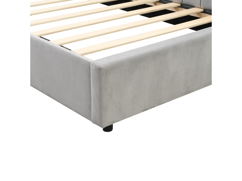 Lit simple canapé-lit 90x200 cm multifonctionnel avec sommier, velours, gris, sans matelas - Conforama R