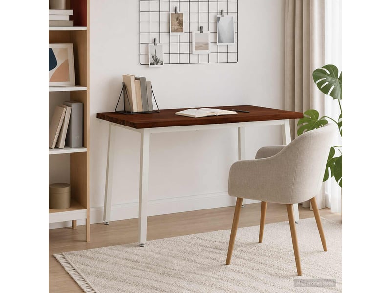  Table à manger moderne 120x80x75 cm bois d'acacia massif marron foncé et blanc shl96762  - Conforama C