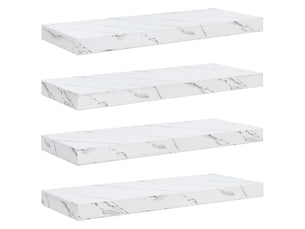 Lot de 4 étagères murales, étagères flottantes, étagères suspendues marbre blanc 60 x 23,5 x 3,8 cm cf41873