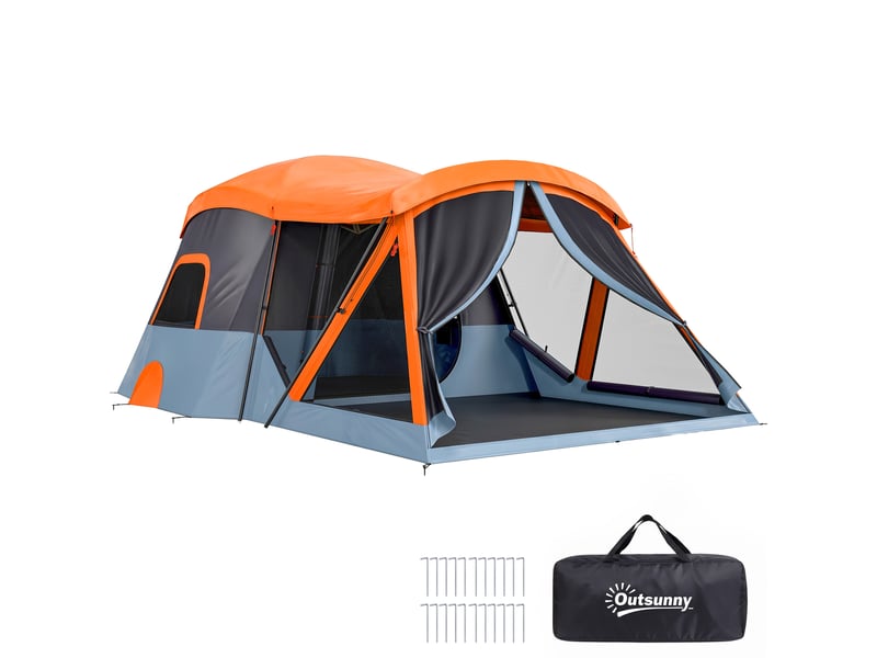 Tente tunnel pour 4 personnes, tente familiale avec chambre et séjour, puits de lumière, tapis de sol, hauteur sous plafond de 3000 mm, colonne d'eau  - Conforama A