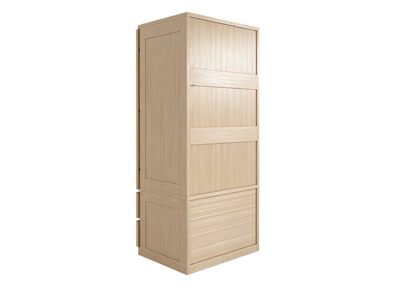  Armoire bois 70x55x170 cm à 2 portes effet rotin, tiroirs et rangements  - Conforama E