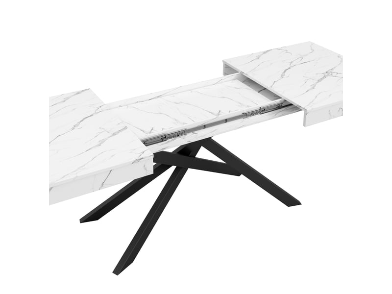 Table à manger extensible, blanc, 140180 × 80 cm, 6-8 personnes, plateau épais, pieds métal - Conforama D