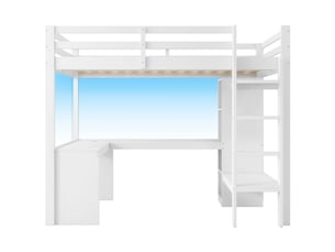 Lit mezzanine 140x200 cm OKWISH   coloris blanc